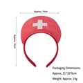 Red felt nurse headband prop featuring a white cross symbol for Halloween cosplay - Semi-circle Nurse Hat