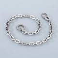 Titanium steel square link trouser chain featuring a lion head hook in silver finish - 40CM / Wolf Head Buckle