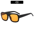 Chic square sunglasses with thick black frames and transparent orange lenses - Black Frame Orange Lens