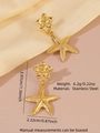 Starfish and flower gold stainless steel earrings measuring 3.97cm by 2.22cm - Starfish Floral Style (FYD6073EH)