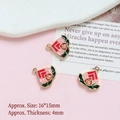 Peach charm pendant in pink gradient finish with gold Fu character detail 16x15mm - Longevity Peach