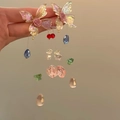 Handgehouden vlinderhars kwastje oorbellen met kleurrijke kralen en roos detail - 37# 925 Sterling Zilveren Oorknopjes - Kleurrijk - Vlinder Roos Glas Kwastje Oorbellen