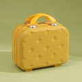 Mini 14-inch bright yellow hardshell makeup suitcase with diamond textured surface - Dark Yellow