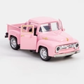 Modellino pickup vintage rosa 1:32 con linee dorate e porte apribili in metallo - Rosa