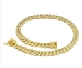 Golden 13.8mm rhombic full diamond Cuban link chain with a classic lobster clasp - 40cm (16inch) / Gold