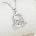 Collana cuore in argento S925 con pendente madre e figlio e pietre in zircone - Argento 925 / Oro Bianco