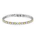 Detail of yellow and clear zircon tennis bracelet with silver plating and secure clasp - 17cm / White Gold + White Yellow
