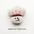 Detail of plush cartoon brooch with chef hat and golden embroidery, 5.5cm size - Badminton