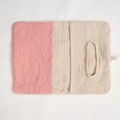 Detail of pink and beige muslin cotton nursery organizer bag with soft texture - Dusty Pink + Solid Color