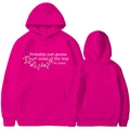 Rose red Christmas hoodie with Jingle Some of the Way print and festive light patterns - S / Rose Red