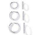 Three pairs of silver micro-pave cubic zirconia hoop earrings in small, medium, and large sizes - Inner Diameter 10MM Pair / White Gold