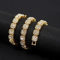 Luxury gold cuban link bracelet with square rhinestone inlay for men and women - White Rhinestone / 7inch / Gold