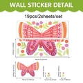 Pink watercolor floral butterfly wall stickers, 19-piece self-adhesive home decor set - Watercolor Pink Butterfly Set (UV24Y12337T_R)
