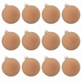 Lot de 12 boules de Noël floquées marron avec attaches argentées pour décor de sapin - 6cm-12 Pièces / Kaki