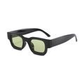 Retro-Sonnenbrille mit markantem schwarzen Rahmen und hellgrünen Gläsern - Schwarzer Rahmen Grüne Gläser