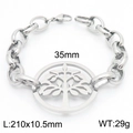 Silbernes Edelstahl Tree of Life Kettengliederarmband mit 35 mm hohlem Anhänger - Armband / Silber