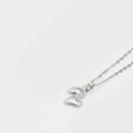 Minimalist silver chain necklace featuring a numeric number 2 pendant with scale texture - Letter Z / Silver