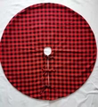 Klassieke rood-zwarte kerstboomschort met ruitpatroon en handige striksluitingen - Kleine Rood-Zwarte Geruite Boomschort 48 Inch