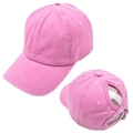 Detail view of pink washed cotton baseball cap featuring a back opening for high pony - Pink / Adjustable