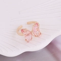 Elegant gold-tone open butterfly ring with transparent pink crystal wings for women - One Size / Pink
