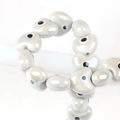 Grey heart-shaped ceramic evil eye beads bracelet for DIY jewelry making - 13x14mm / Silver Gray