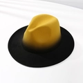 Fashionable fedora hat featuring a stylish yellow and black gradient felt design - M (56-58cm) / Yellow Gradient Black