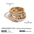 Three-tone interlocking stainless steel band rings in gold, silver, and rose gold finish - Three-Color Interlocking Style (JDR2410007-8-PS)