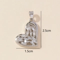 Close-up of a silver heart pendant with baguette-cut zircons showing 2.5cm height detail - 0228-22/Silver Pave Zirconia