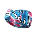 Bohemian knotted yoga headband with tropical palm leaves and pink flamingo print - 11# Black White Stripe Blue Pink Leaves