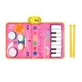 Tappeto musicale per bambini rosa e giallo con batteria jazz, piano e bacchette - 5929-3 Rosa (Sacco)