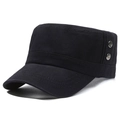 Casquette cadet noire en coton avec boutons en métal et coutures sur la visière - Réglable / Bleu marine