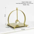Nordic gold stainless steel napkin holder with crystal decor and size labels - Round Gold