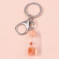 Wish bottle keychain with orange glitter liquid and dry flower in a glass pendant - Orange Dried Flower (YZ130chengse)