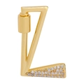 Golden letter L pendant with white zircon micro-inlay for DIY jewelry making - Letter L