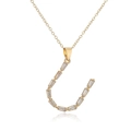 Detail of 18K gold-plated U-shaped pendant set with rectangular cubic zirconia stones - Letter U