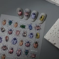 Realistic 3D beetle nail art stickers with vibrant colors on transparent background - Insect Beetle Series (CO-490)