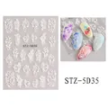 5D embossed white flower nail art stickers STZ-5D35 with elegant tulip and camellia designs - STZ-5D35 White Blossoms