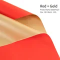 Red and gold two-sided waterproof floral gift wrapping paper for bouquet, 56x56cm size - Bright Red + Gold