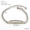 Edelstahl-Armband in Silber mit schwarz-weißen Strasssteinen, kubanische Kette 17,5+5cm - Schwarz-Weiß Strass Gebogene Platte Stil (ZYS1813)