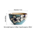 Japanese ceramic 11cm blue floral rice bowl with hand-painted design and 300ml capacity - 4.5 Inch / Blue Lily
