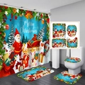 Christmas snowman bathroom set with waterproof curtain, bath mat, and toilet cover - 90x180cm/Single Shower Curtain / ZXS-01/Sky Blue Christmas
