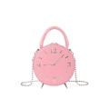Pink vintage alarm clock shaped PU leather handbag with silver chain strap - Pink