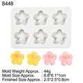 6-cavity white silicone flower mold with pink and yellow floral resin samples - 2-Grey B448 6-Cavity Flower