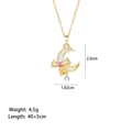 Détail du collier lune et nœud en or 18 carats avec cœur rose et nacre incrustée - Collier Nœud De Lune En Zircon 8175 Or