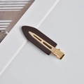 Minimalist brown acetate hair clip with golden metal base for women's styling - 105# Acetate 7cm Seamless Clip