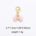 Pink enamel bow charm with gold lobster clasp for shoes and bags, 2.7x1.5cm pendant - Style 28 Bowtie