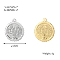 Colgantes Árbol de la Vida de 24mm en acero inoxidable dorado y plateado ondulado - Estilo 6 / Color Acero