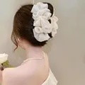 Elegant white mesh cloud hair claw with sparkling sequins and butterfly bow design - Creamy White Starry-Bubble Claw Clip