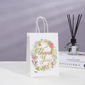 Premium white kraft paper gift bag with floral wreath design and gold Thank You lettering - 120-3 Colorful Wreath
