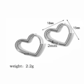 Polished silver hollow heart hoop earrings in stainless steel, size 18mm x 15mm - 18mm Silver Heart Style (TE6029-18-S)
